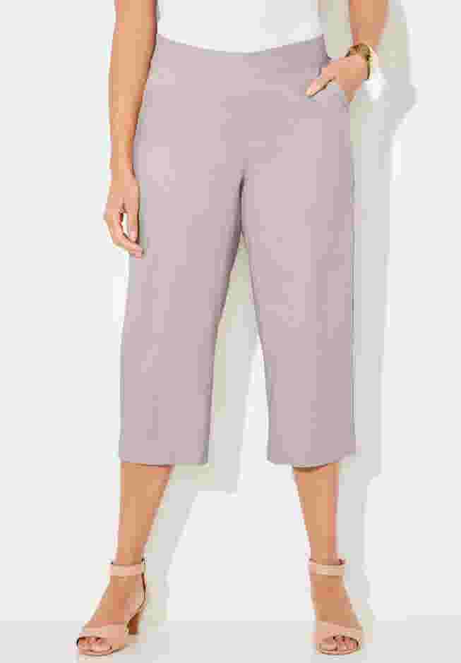 Flat Front Linen Capri image number 0