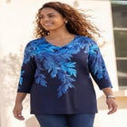 V-Neck Placement Print Top image number null