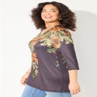 V-Neck Placement Print Top image number null