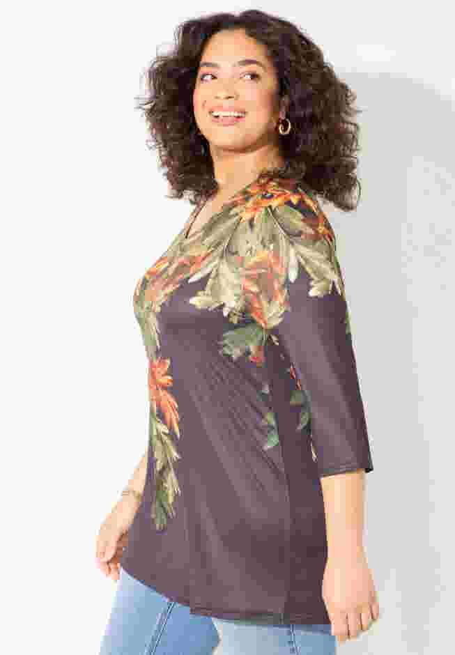V-Neck Placement Print Top image number 2