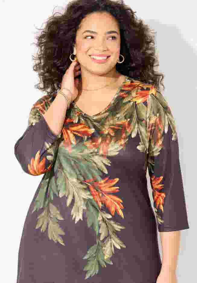 V-Neck Placement Print Top image number 3
