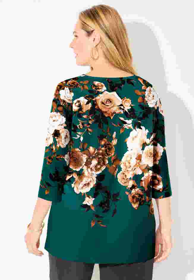 V-Neck Placement Print Top image number 1