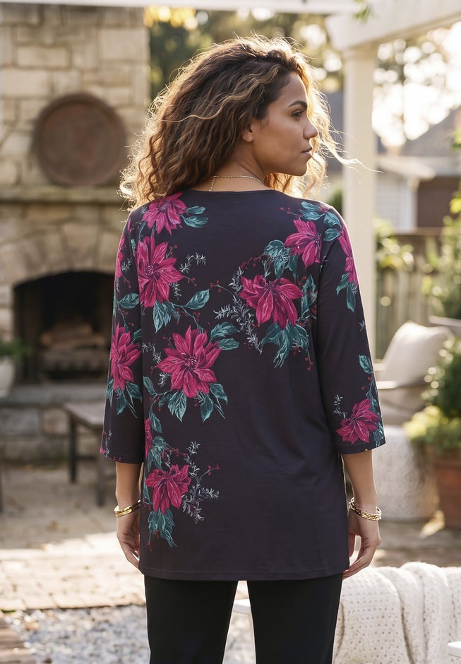 V-Neck Placement Print Top image number 1
