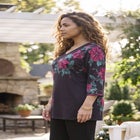 V-Neck Placement Print Top image number 2