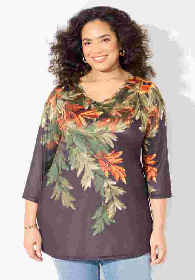 V-Neck Placement Print Top image number 0