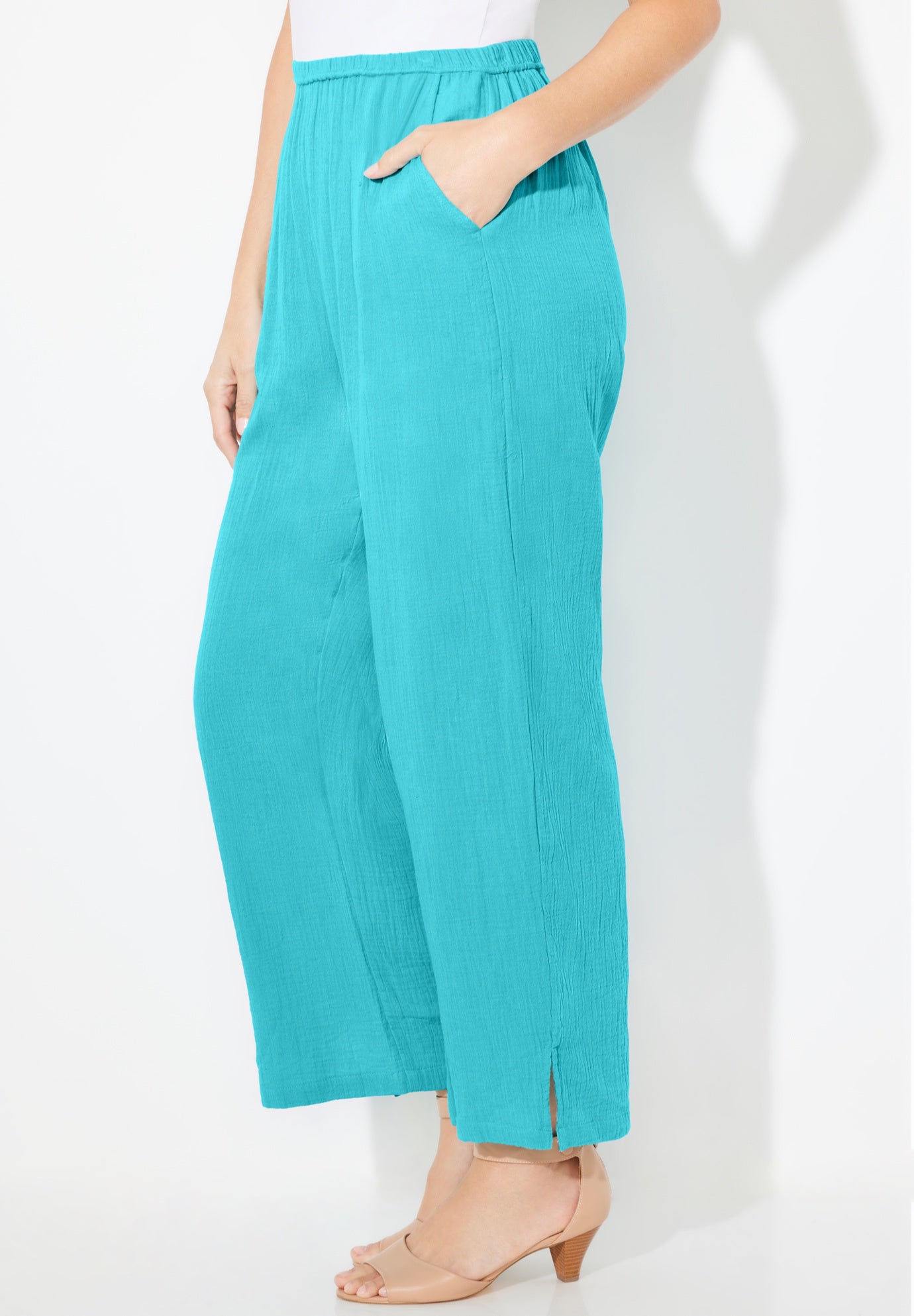 AnyWear Pucker Cotton Wide Leg Pant image number 2
