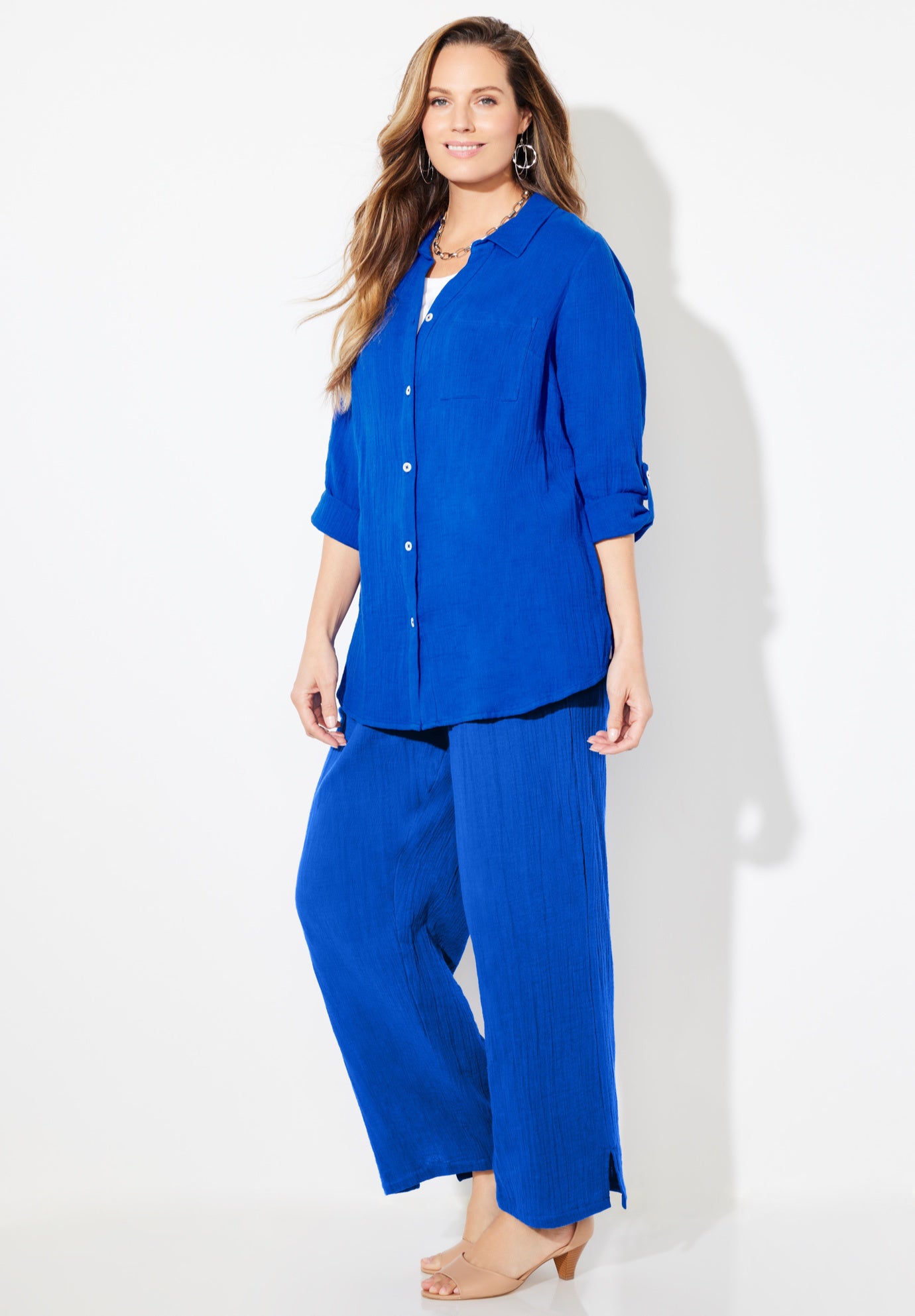 AnyWear Pucker Cotton Wide Leg Pant image number 4