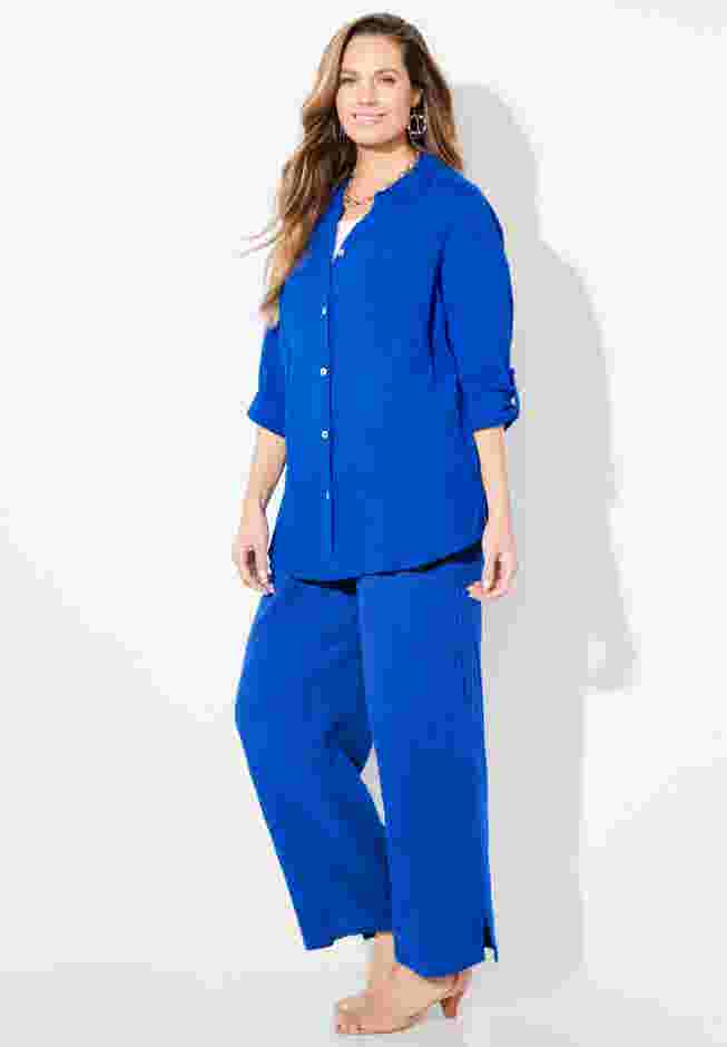 AnyWear Pucker Cotton Wide Leg Pant image number 4