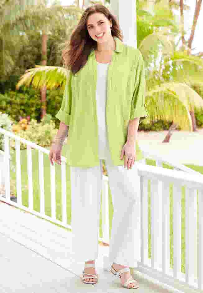 AnyWear Pucker Cotton Wide Leg Pant image number 5