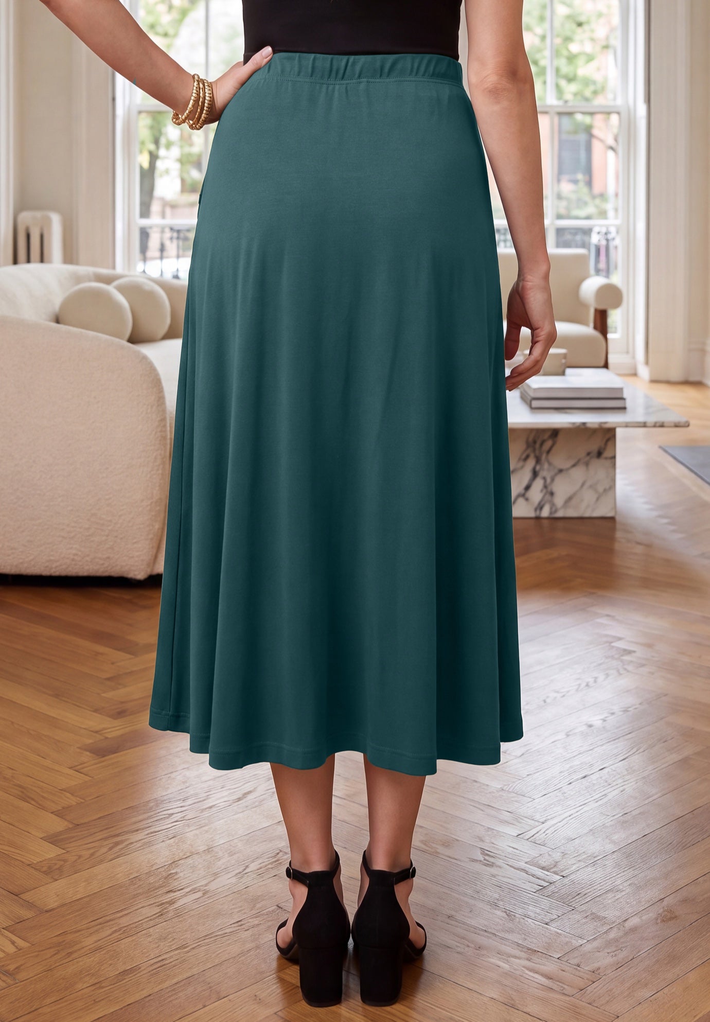 Soft Ease Cotton Knit Swing Skirt image number 2