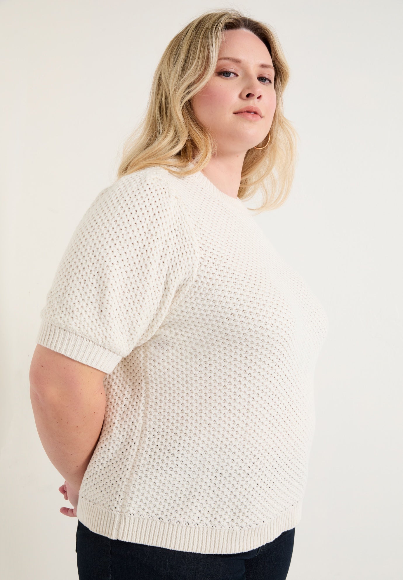 Puff-Sleeve Knit Sweater image number 1