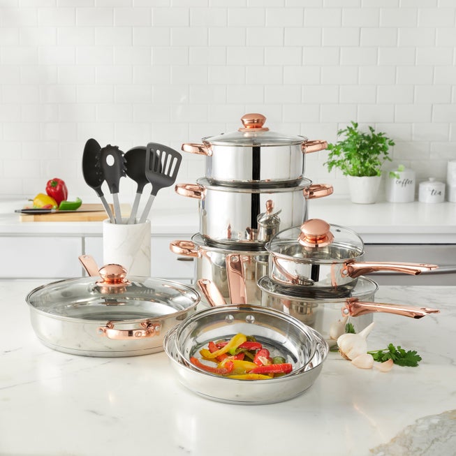 18-Pc. Copper Accent Stainless Set image number 0
