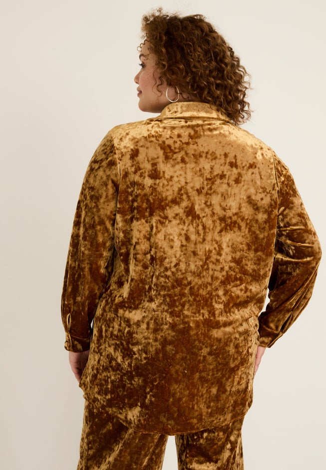Crushed Velvet Button-Down Top image number null