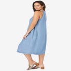 Denim&nbsp;Tie-Neck Dress image number null