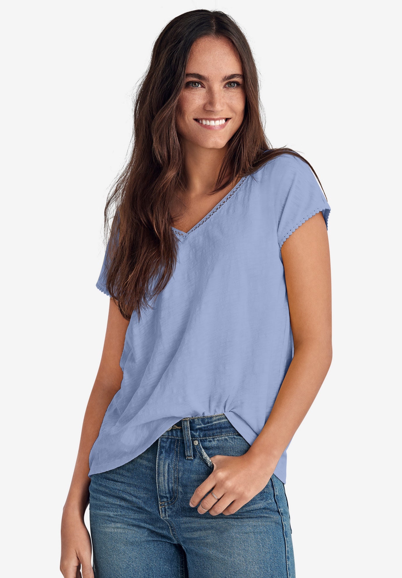 Crochet Trim Tee image number 0