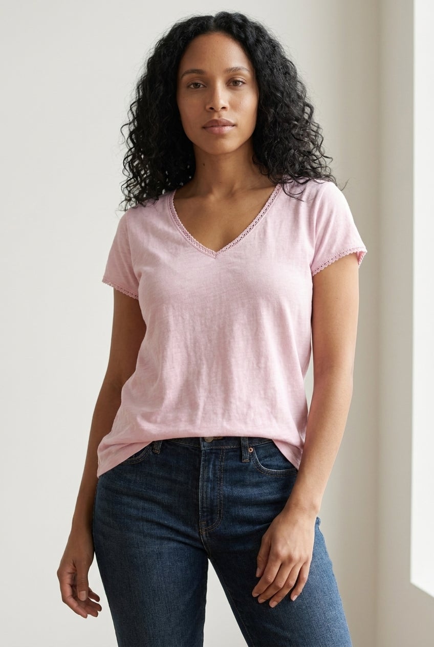 Crochet Trim Tee image number 0
