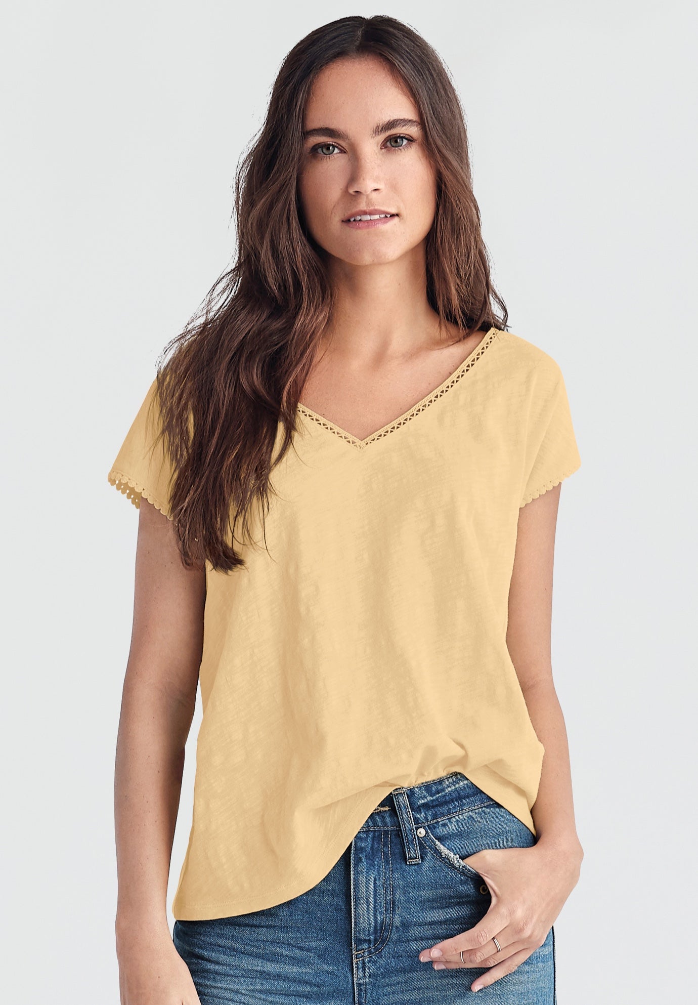 Crochet Trim Tee image number 0
