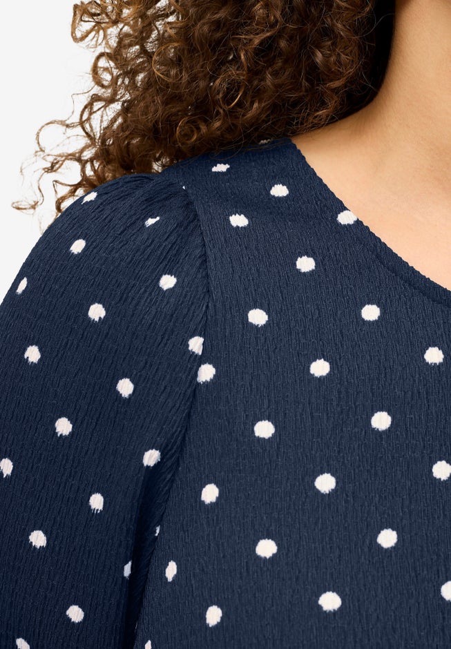 Textured Knit Blouson Sleeve Tee image number null