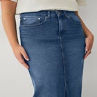 High-Waist 5 Pocket Stretch Denim Maxi Skirt image number null
