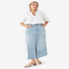 High-Waist 5 Pocket Stretch Denim Maxi Skirt image number null