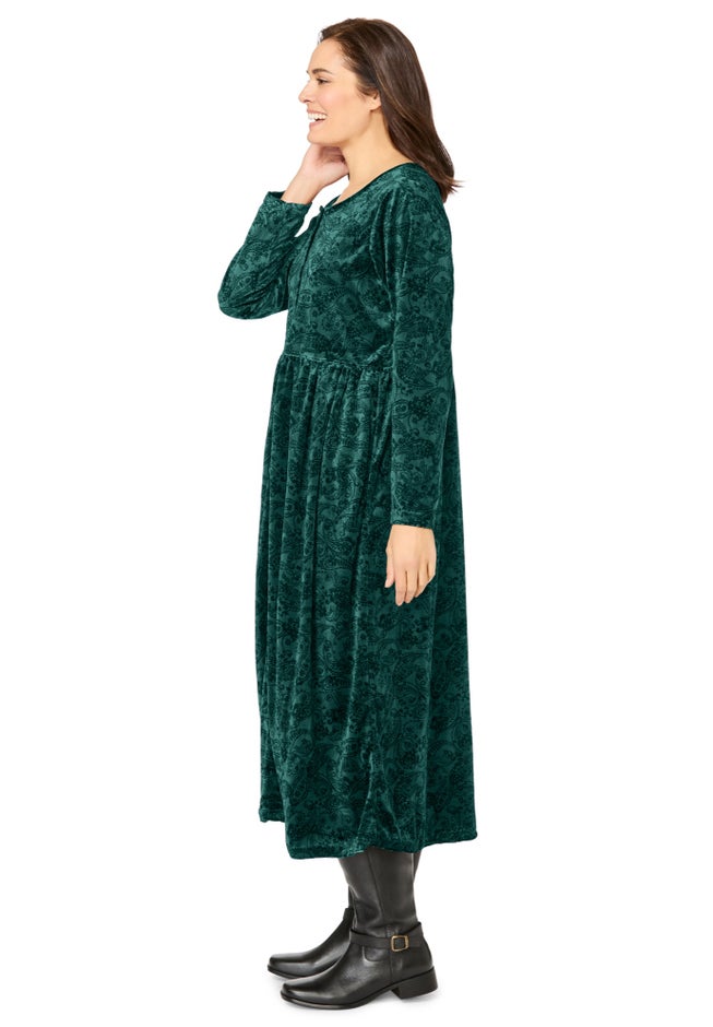 21-Button Velour Dress image number 2