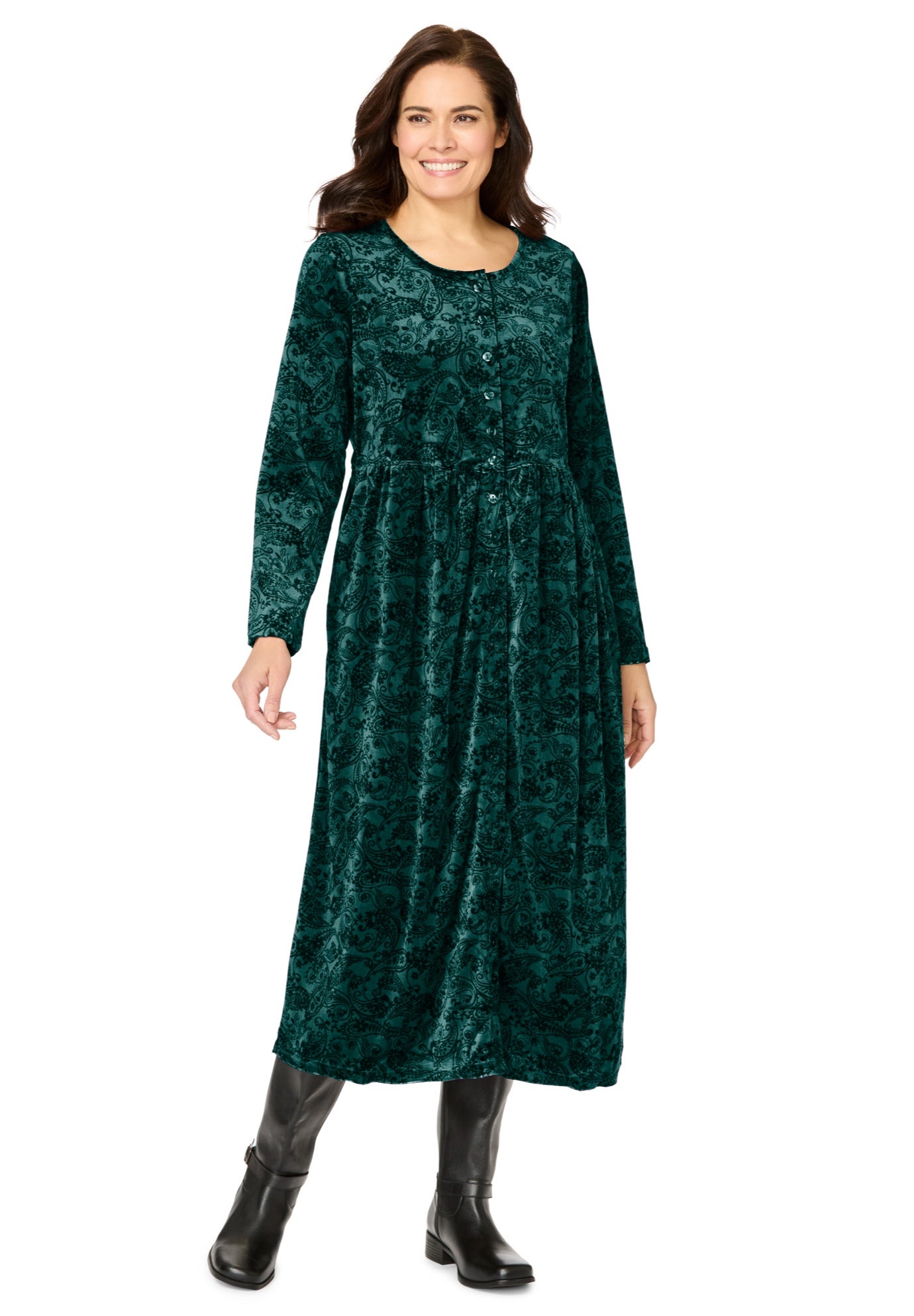 21-Button Velour Dress image number 0