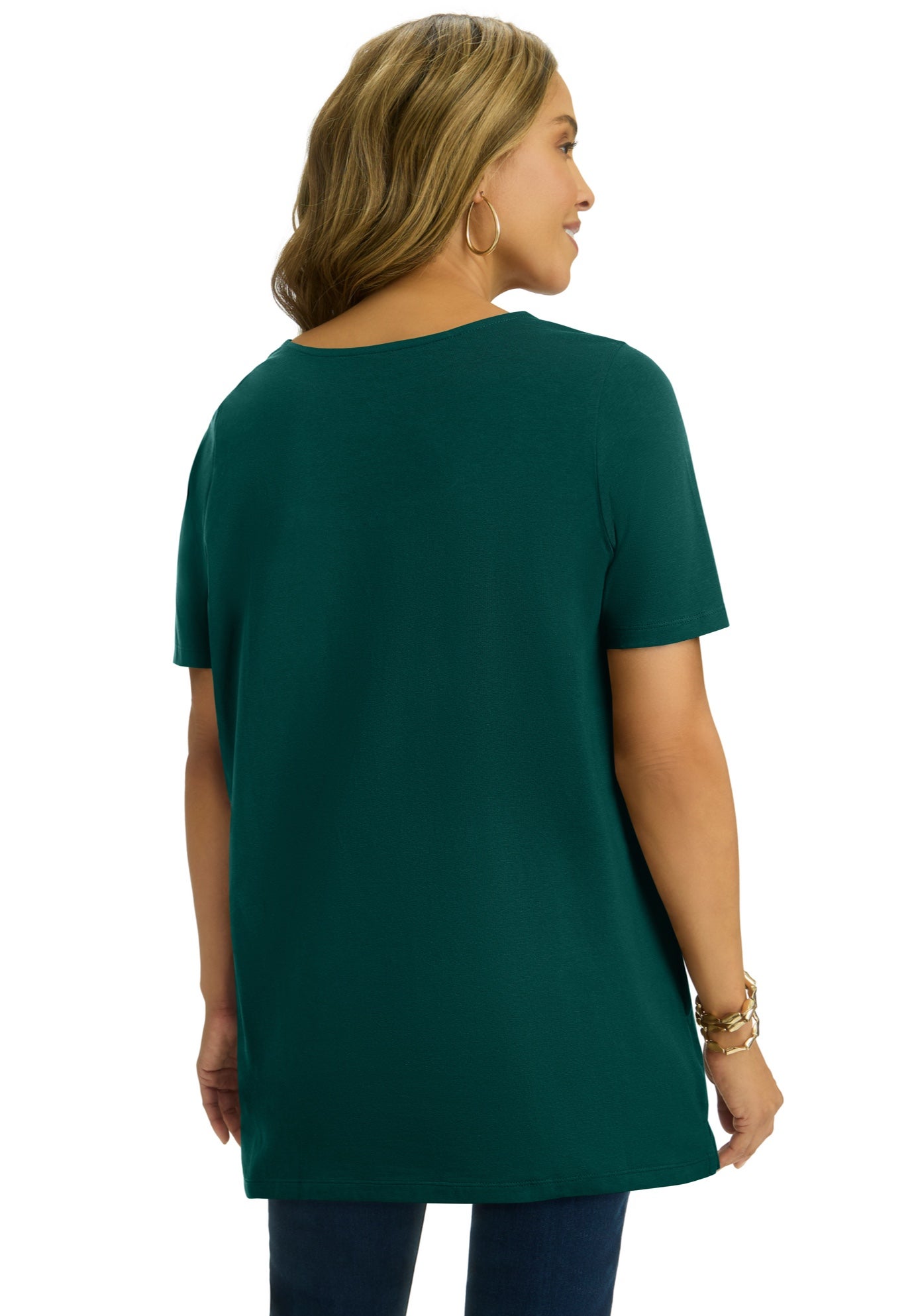 Stretch Cotton Studded Square Neck Tunic image number 1