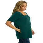 Stretch Cotton Studded Square Neck Tunic image number null