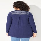 Waffle Knit Lace Back Cardigan image number null