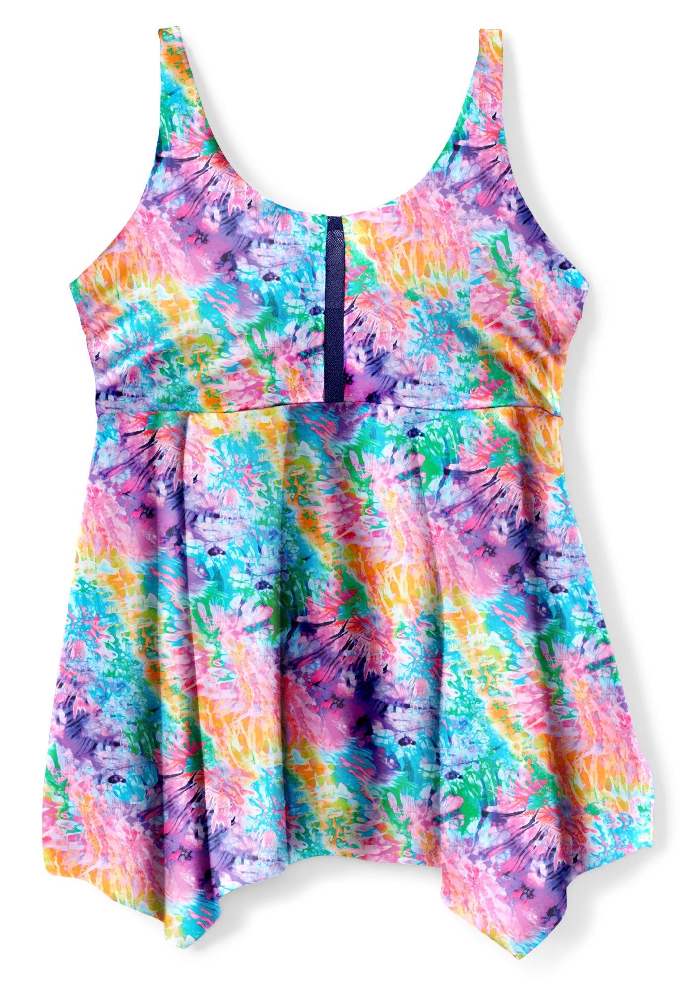 Longer-Length Handkerchief Hem Tankini Top image number 3