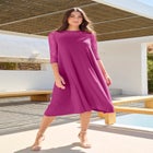 Plus Size 3/4 Sleeve Allover Lace Swing Dress image number null