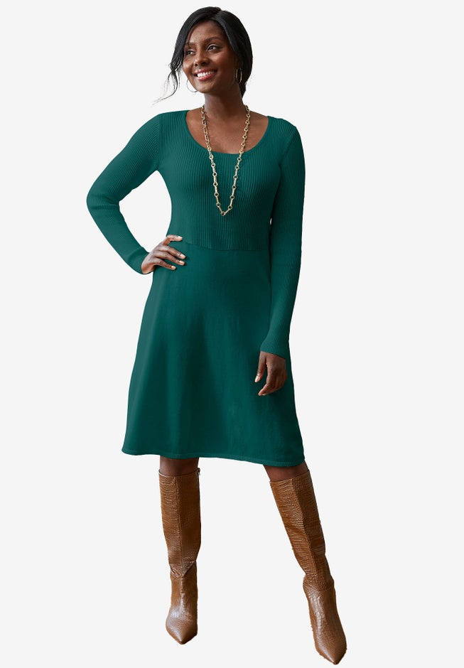 Cotton Ribbed Sweater Dress image number null