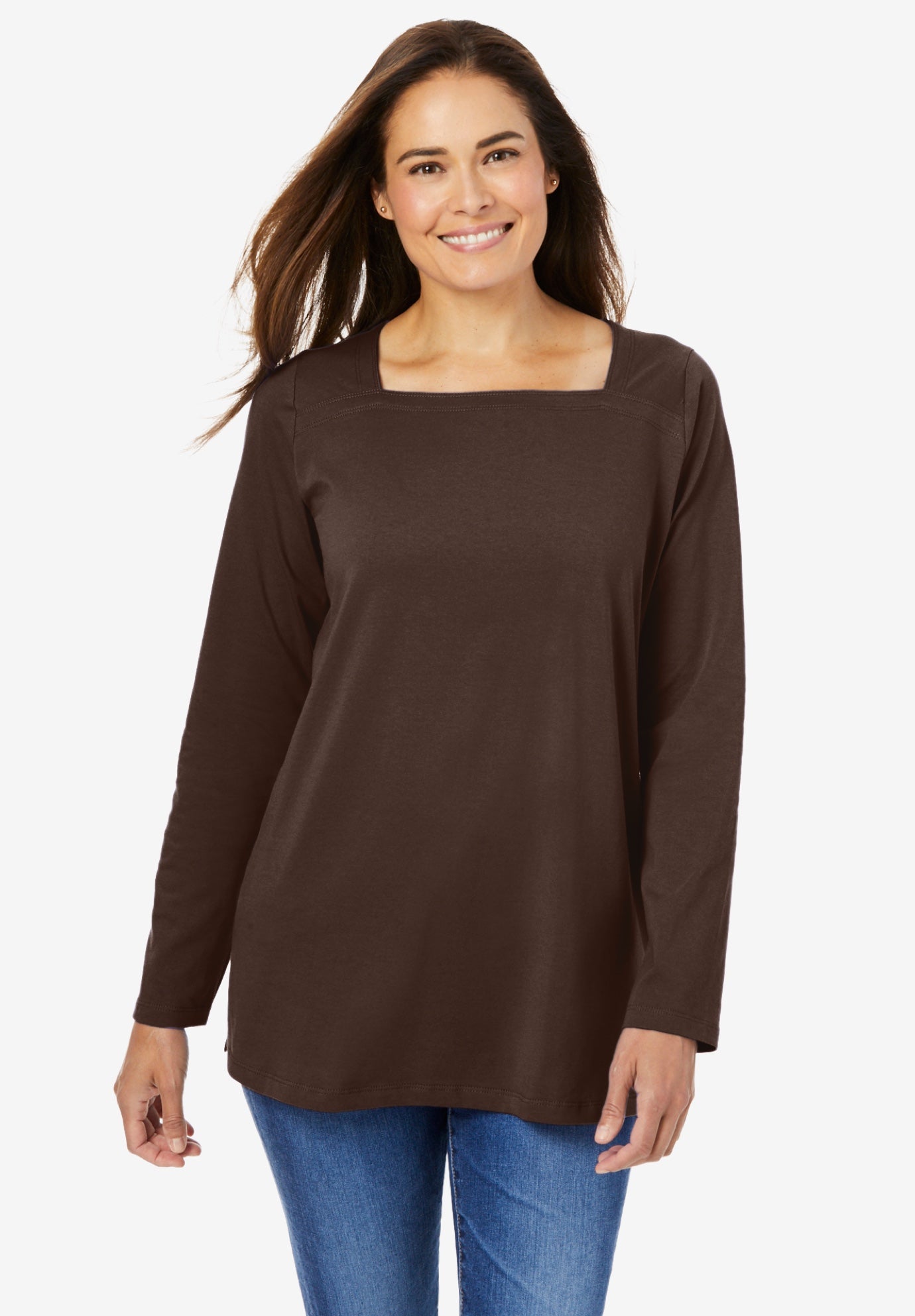 Perfect Long-Sleeve Square-Neck Tee image number 0