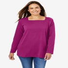 Perfect Long-Sleeve Square-Neck Tee image number null