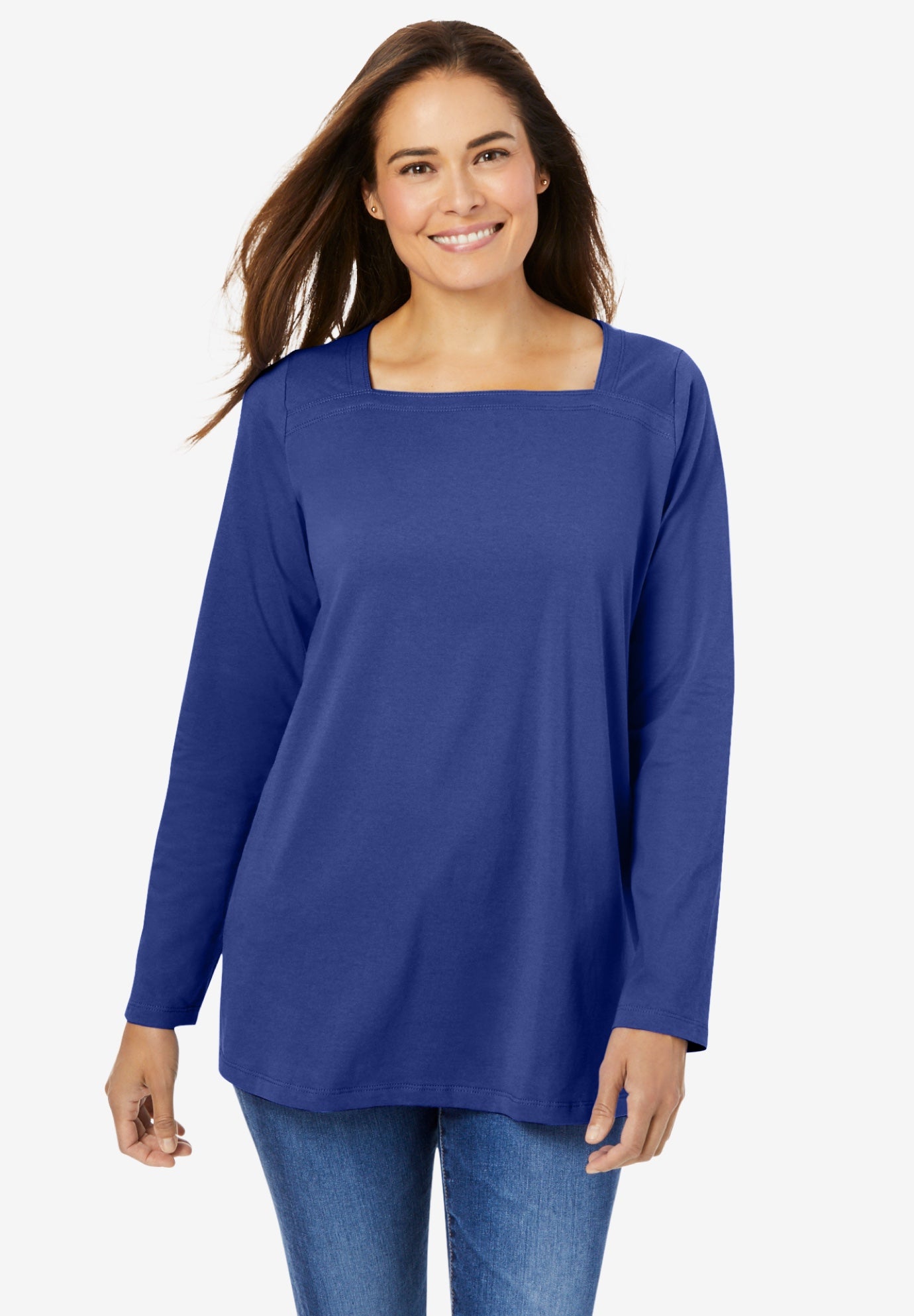 Perfect Long-Sleeve Square-Neck Tee image number 0