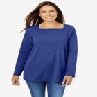 Perfect Long-Sleeve Square-Neck Tee image number null