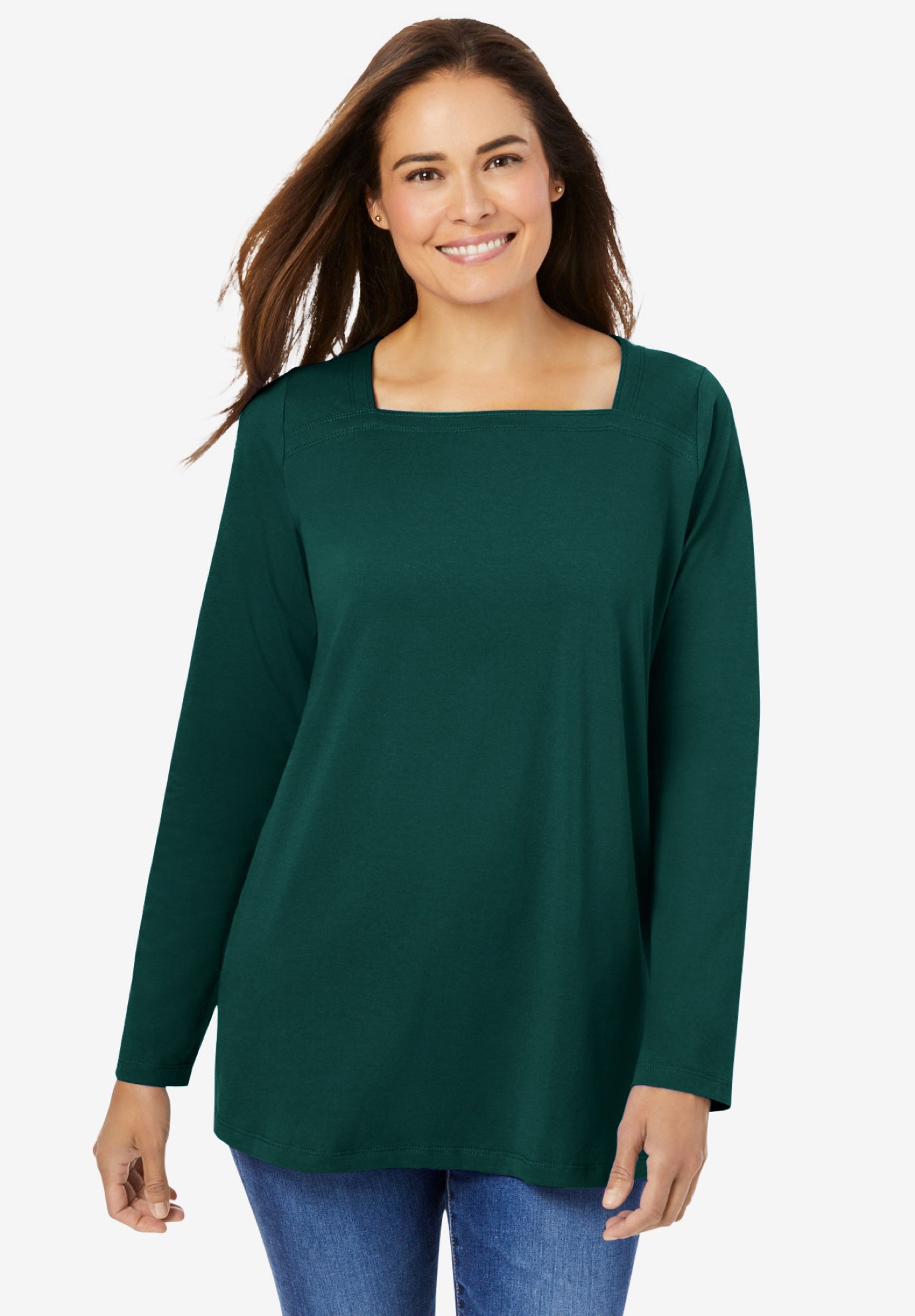 Perfect Long-Sleeve Square-Neck Tee image number 0