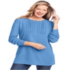 Waffle Thermal Lace Bib Henley Tee image number null