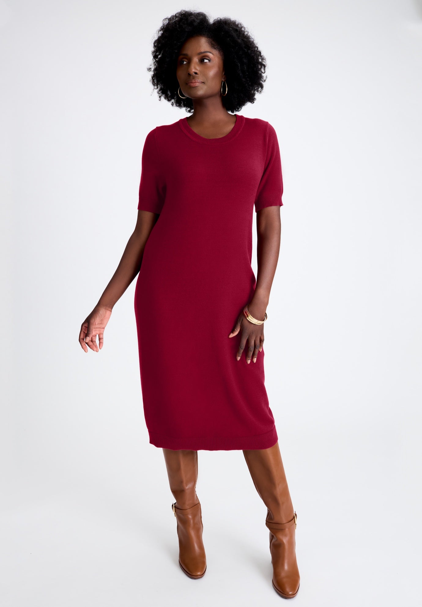 Cable Knit Cape Sweater Dress image number 3