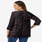 Perfect Printed Three-Quarter Sleeve V-Neck Tee image number null