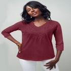 Stretch Cotton Embroidered Tee image number 0
