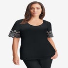 Eyelet Scoop-Neck Tee image number null