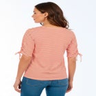 Stretch Cotton Tie Sleeve Square Neck Tee image number 1