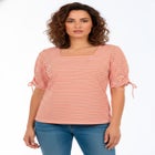 Stretch Cotton Tie Sleeve Square Neck Tee image number 0