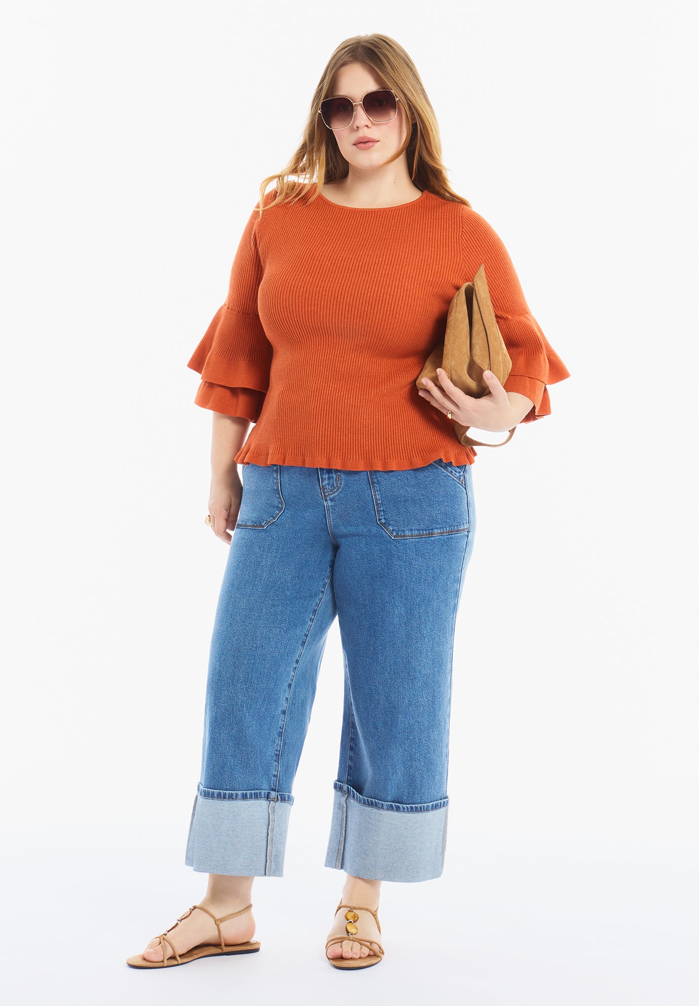 Ruffled Long-Sleeve Sweater image number 0