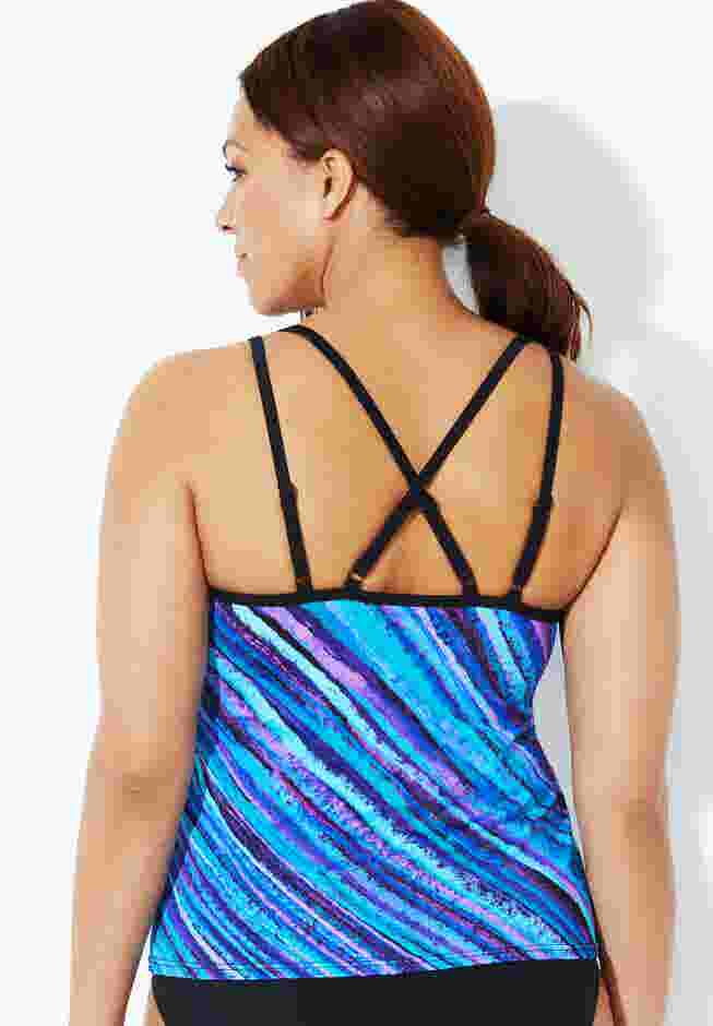 Chlorine Resistant Double Strap Crossback Tankini Top image number 1