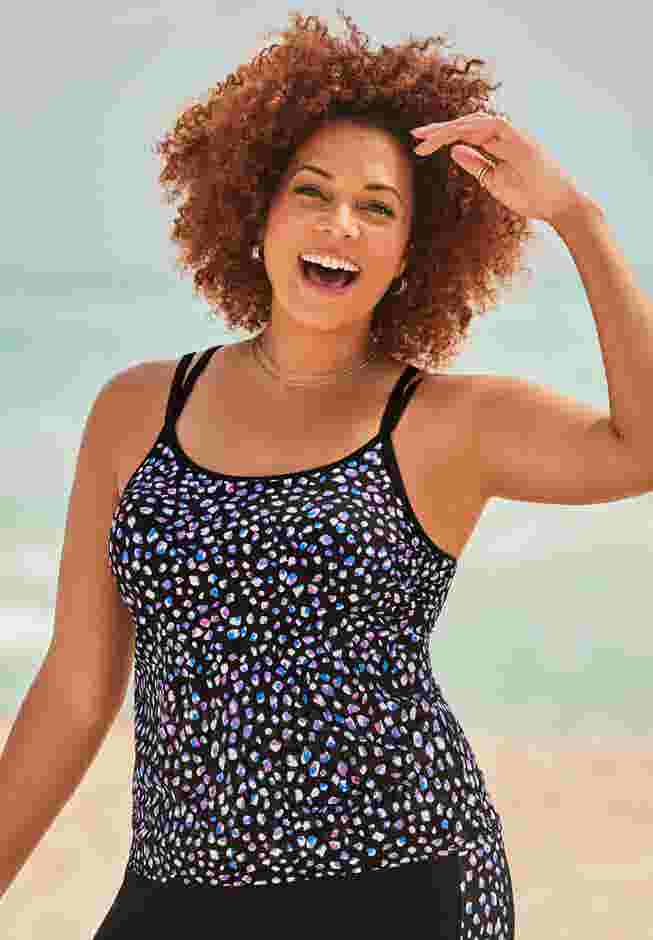 Chlorine Resistant Double Strap Crossback Tankini Top image number 0