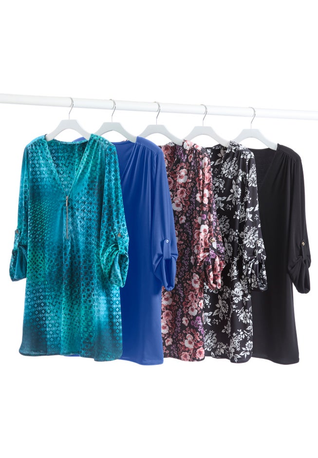 Dream Drape Zip V-Neck Top image number 3