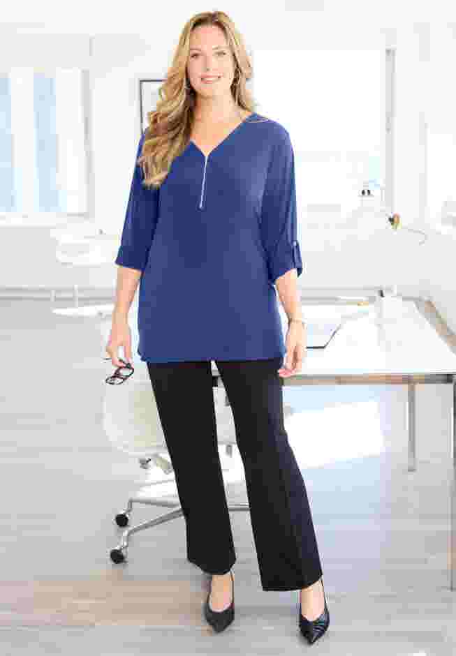 Dream Drape Zip V-Neck Top image number 0