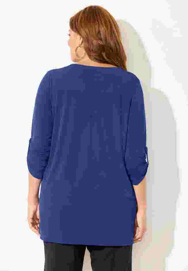 Dream Drape Zip V-Neck Top image number 2